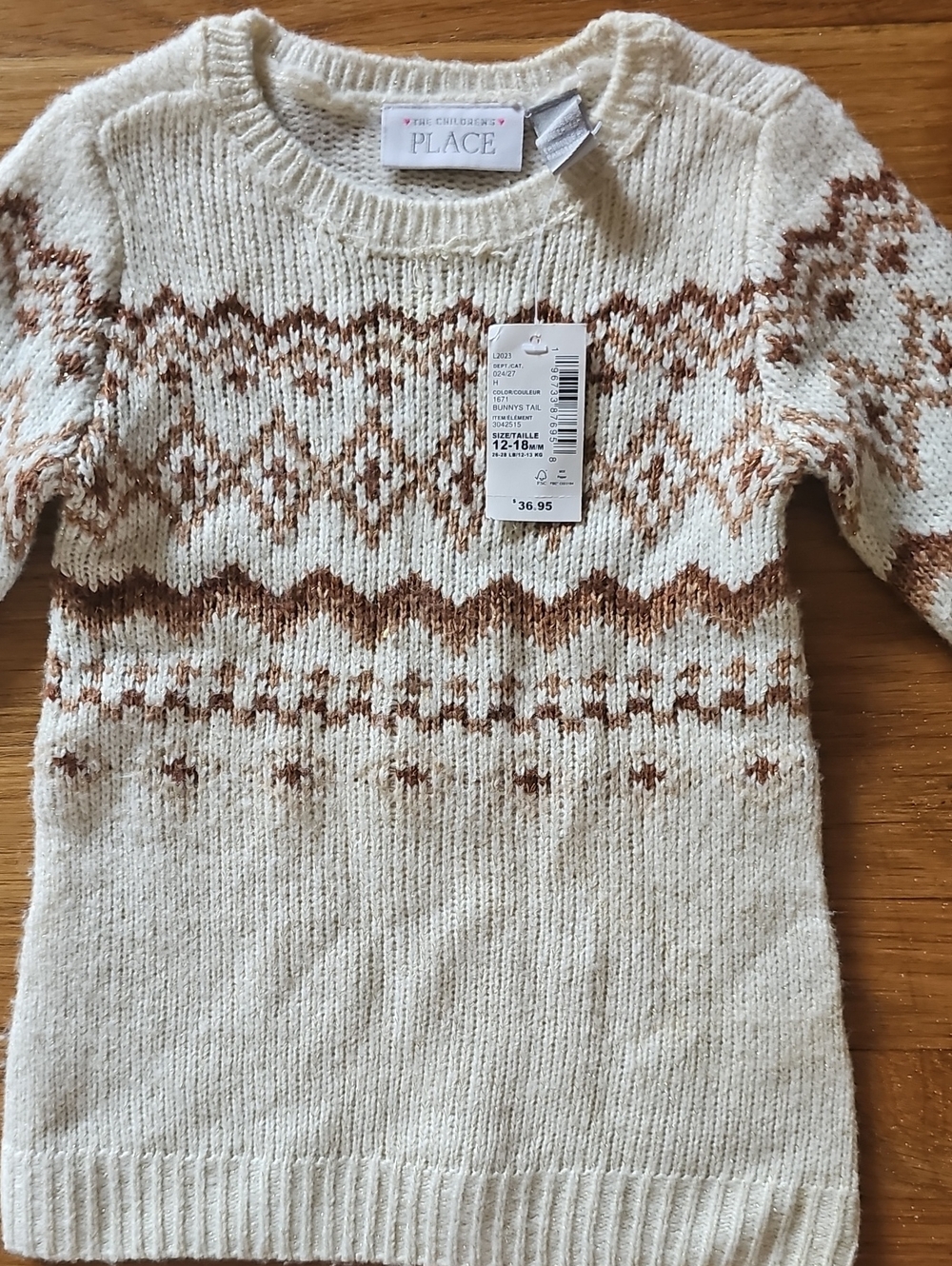 Childrens Place LongSleeve Sparkly Off White Sweater Dress Baby Girls 12-18M New